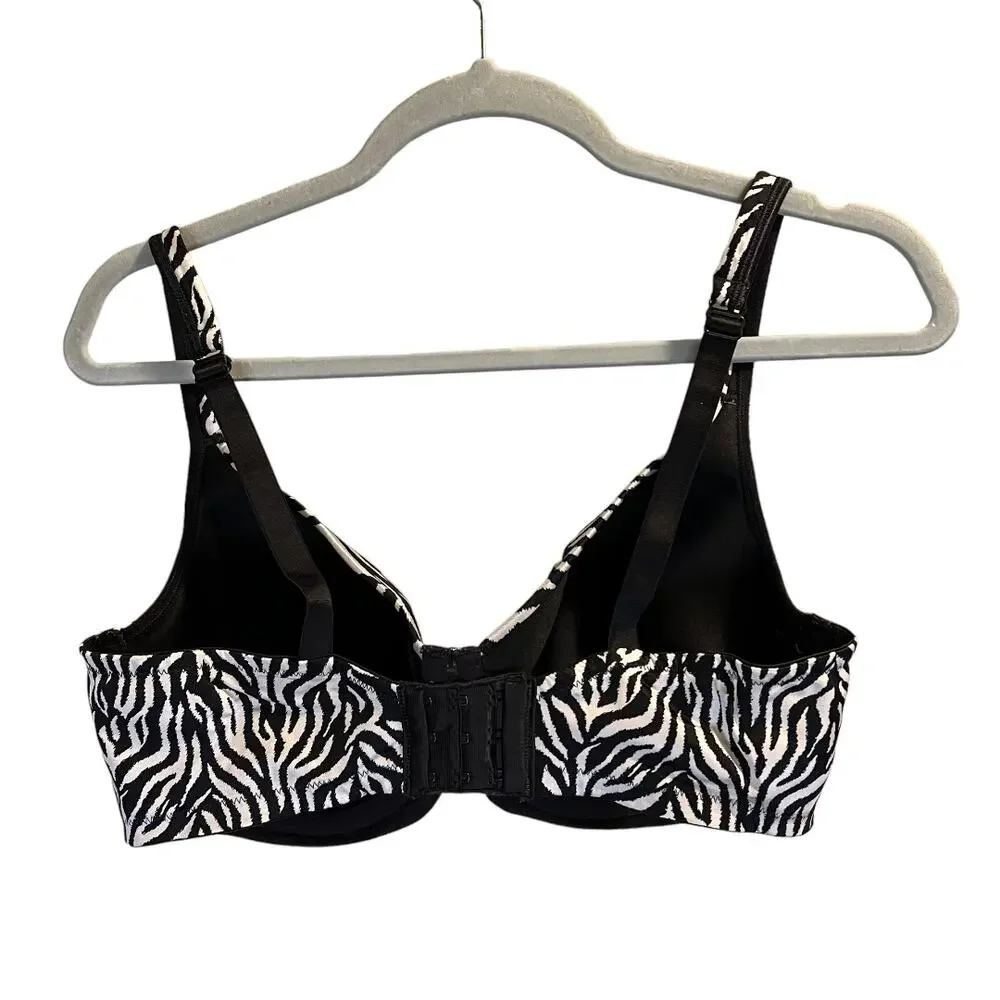 Playtex Side Smoothing Underwire Bra Adjustable Strap Zebra Print Size 38DD